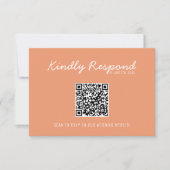Cartons Réponse Mariage moderne corail capricieux été code QR (Devant)