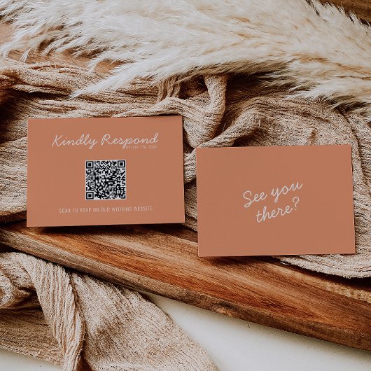 Cartons Réponse Mariage moderne corail capricieux été code QR