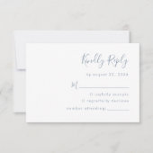 Cartons Réponse Mariage moderne Dusty Blue Script (Devant)