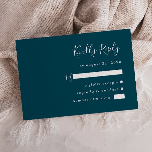 Cartons Réponse Mariage Moderne Écriture Turquoise