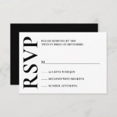 Cartons Réponse Mariage moderne en gras noir et blanc (Devant / Derrière)