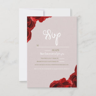 Cartons Réponse Mariage Moderne Fleurs Aquarelles Rouge Blush Taup