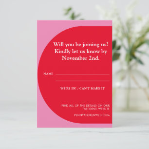 Cartons Réponse Mariage moderne Gras géométrique Joué Rouge Rose