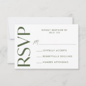 Cartons Réponse Mariage Moderne Gras Typographie Vert Olive (Devant)