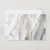 Cartons Réponse Mariage Moderne Gris Blanc Or Agate Foncé (Dos)