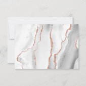 Cartons Réponse Mariage Moderne Gris Blanc Rose Or Agate (Dos)