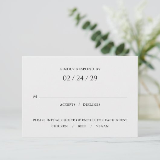 Cartons Réponse Mariage moderne gris élégant (Debout devant)