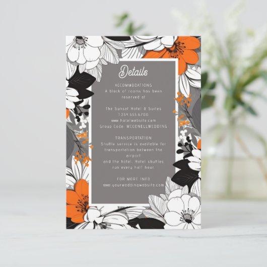Cartons Réponse mariage moderne lineart floral détails (Debout devant)