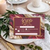 Cartons Réponse Mariage Moderne Marbre Bourguignon Or Agate Chic