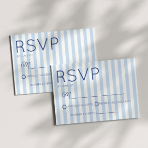 Cartons Réponse Mariage Moderne Minimaliste aux Rayures Bleues Côt