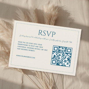 Cartons Réponse Mariage moderne minimaliste code QR bleu beige