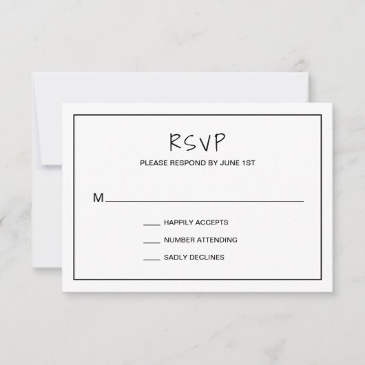 Cartons Réponse Mariage Moderne Minimaliste Simple (Devant)