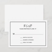 Cartons Réponse Mariage Moderne Minimaliste Simple (Devant / Derrière)