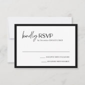 Cartons Réponse Mariage moderne noir et blanc chic (Devant)