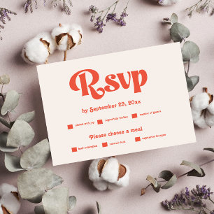 Cartons Réponse Mariage Moderne Rétro Typographie Rose Et Orange