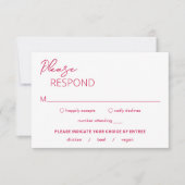 Cartons Réponse Mariage moderne rose chaud minimal (Devant)