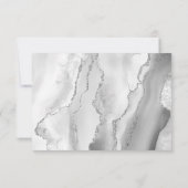 Cartons Réponse Mariage Moderne Script Argent Gris Agate (Dos)