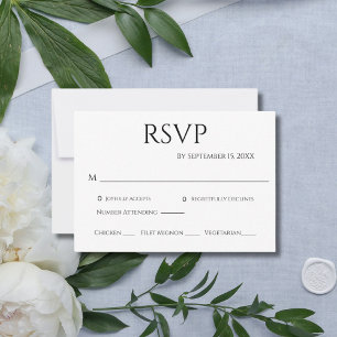 Cartons Réponse Mariage Moderne Simple Minimaliste Noir Blanc
