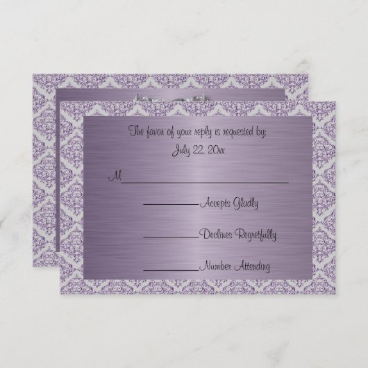 Cartons Réponse Mariage moderne tendance dans un Amethyst Purple D (Devant / Derrière)