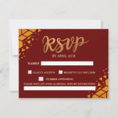 Cartons Réponse Mariage Moderne Tendance Paillettes Or Bourgogne É (Devant)