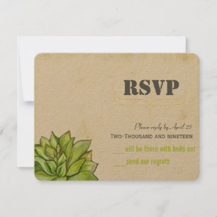 Cartons Réponse Mariage Moderne Typographie Rustique Cactus Succul