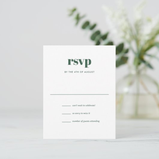 Cartons Réponse Mariage moderne vert tendance Mix Match (Debout devant)