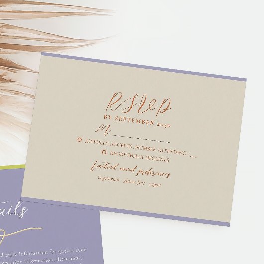 Cartons Réponse Mariage Moderne Violet Orange