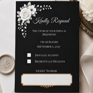 Cartons Réponse Mariage monochrome de luxe