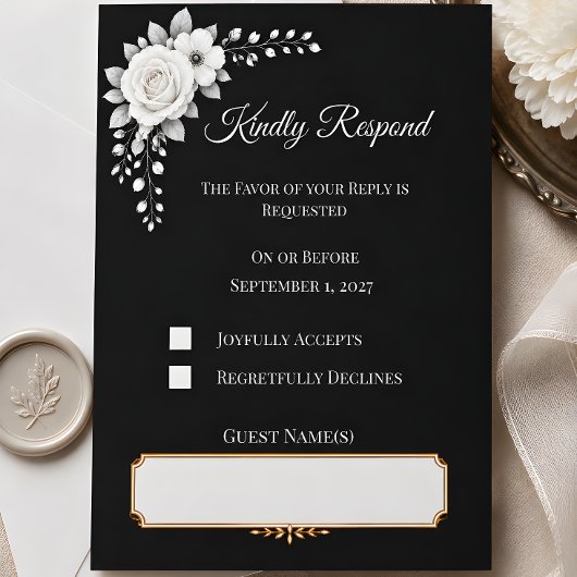 Cartons Réponse Mariage monochrome de luxe