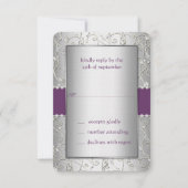 Cartons Réponse Mariage Monogram Purple et Silver Swirl (Devant)