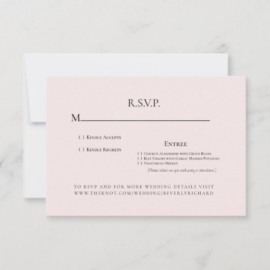 Cartons Réponse Mariage Monogramme Champagne Rose (Devant)