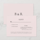 Cartons Réponse Mariage Monogramme Champagne Rose (Devant / Derrière)