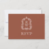 Cartons Réponse Mariage Monogramme Crest Terracotta (Devant)