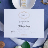 Cartons Réponse mariage monogramme d'or classique antique