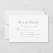 Cartons Réponse Mariage Monogramme Dusty Blue Crest (Dos)