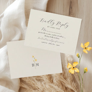 Cartons Réponse Mariage Monogramme Floral Ivoire