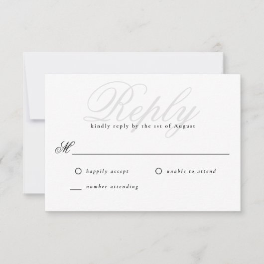 Cartons Réponse Mariage Monogramme minimal élégant (Devant)