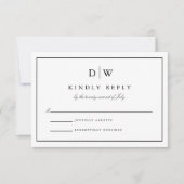 Cartons Réponse Mariage Monogramme Minimaliste (Devant)
