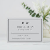 Cartons Réponse Mariage Monogramme Minimaliste (Debout devant)