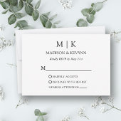 Cartons Réponse Mariage Monogramme minimaliste moderne
