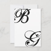 Cartons Réponse Mariage Monogramme noir et blanc (Dos)