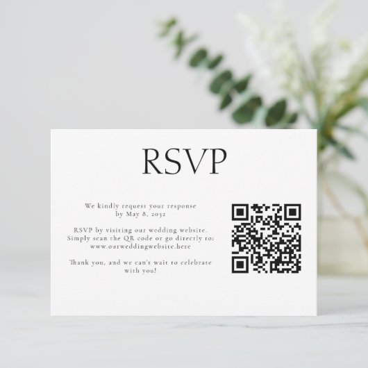 Cartons Réponse Mariage Monogramme personnalisé QR Code Mariage si (Debout devant)