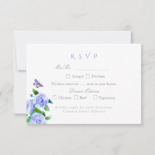 Cartons Réponse Mariage Monogramme Ruban Rose Bleue 