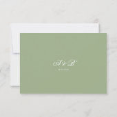 Cartons Réponse Mariage Monogramme Script Bordure Vert Sauge Class (Dos)