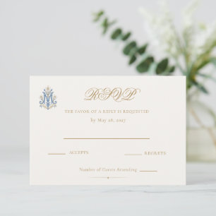 Cartons Réponse Mariage Monogramme Traditionnel Catholique de Mari