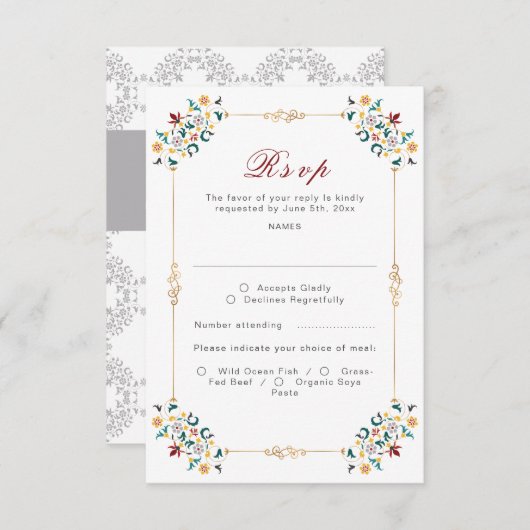 Cartons Réponse Mariage Motif classique complexe de géométrie vint (Devant / Derrière)