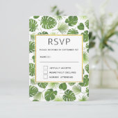 Cartons Réponse Mariage Motif Feuille élégant Green Tropical (Debout devant)