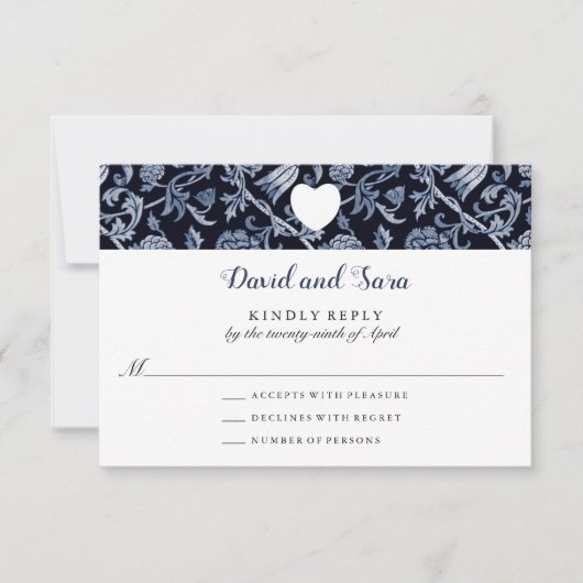 Cartons Réponse Mariage Motif Fleur sauvage Indigo Meadow (Devant)