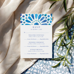 Cartons Réponse Mariage Multi-Événements avec Carreaux Bleus Maroc