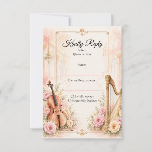 Cartons Réponse Mariage Musical Élégant (Devant)